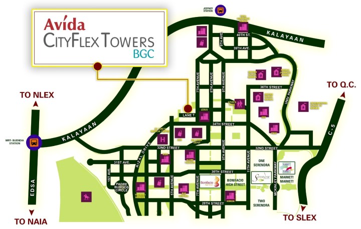 Avida CityFlex Towers BGC Vicinity Map