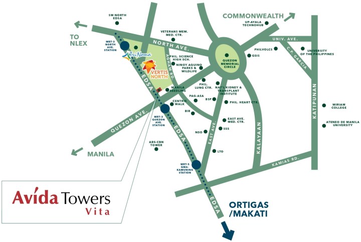 Avida Towers Vita Vicinity Map
