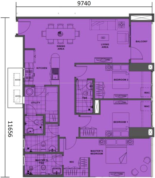 Solstice Tower 1 – 3 Bedroom Floor Plan – Approximately 109 sqm – Ryan ...