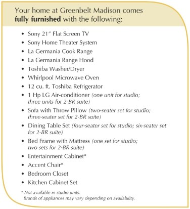 Greenbelt Madison - Fully Furnished Package